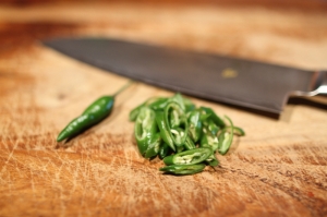 Thai chiles, sliced and seeded