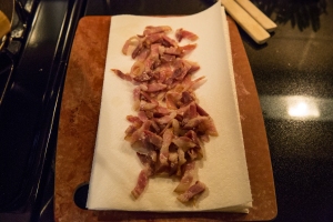 Bacon, cooked and resting
